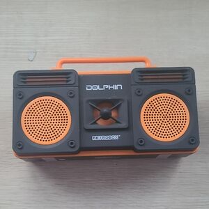 Dolphin Retrobox Bluetooth Boombox - Black and Orange